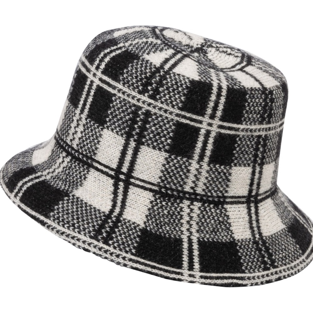 WOOL Black plaid bucket hat TRENDY AND CHIC - Picture 2 of 5
